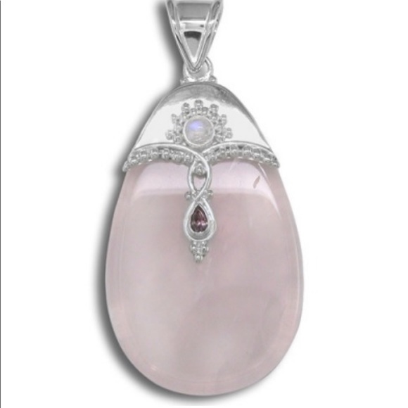 Jewelry - NEW! SAJEN Qtz,Moonstone & Pink Tourmaline Pendant